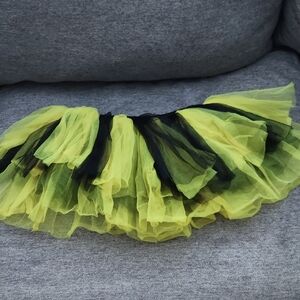 Black & Neon Yellow Layered Tulle Skirt - Women's Flouncy Mini
